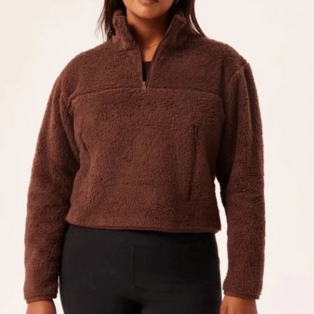 Girlfriend Collective | Teddy Recycled Half-Zip Fleece | Teddy | S
